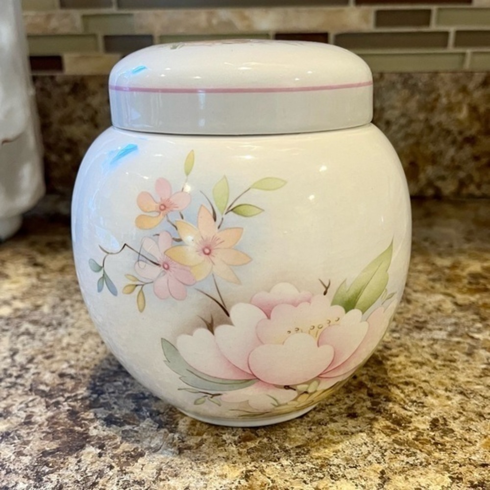 Vintage Sadler Ginger Jar Pink Floral Made in England